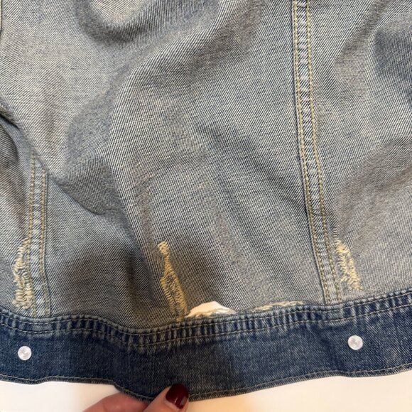 Free People Distressed Jean Jacket Women's Small - Picture 9 of 16